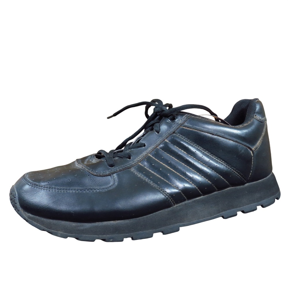 Perry Ellis Ranch Mens Leather Casual Walking Shoes 9.5 Black Lace-Up Comfort